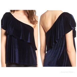 Ten Sixty Sherman Black One Shoulder Ruffle Blouse Size S